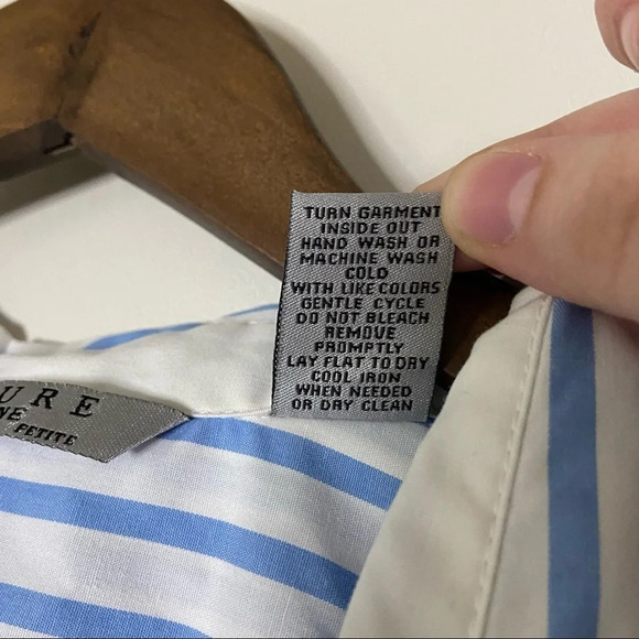 Striped Cotton Shirt Office Work Professional Button Up Shirt Size XL Petite - Picture 7 of 11